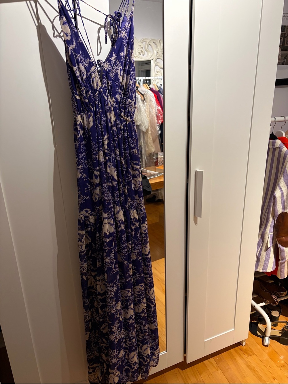 ba&sh Blue and White Floral Maxi Dress